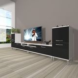 Decoraktiv Eko 9220 MDF Krom Ayaklı Beyaz Siyah TV Sehpa Ünitesi