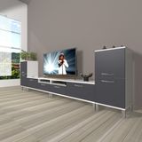 Decoraktiv Eko 9220 Mdf Krom Ayaklı Tv Ünitesi Tv Sehpası - Beyaz - Antrasit