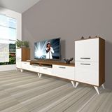 Decoraktiv Eko 9220 Mdf Retro Beyaz Ceviz Tv Sehpa Ünitesi