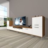 Decoraktiv Eko 9220 Slm Krom Ayaklı Ceviz Beyaz Tv Sehpa Ünitesi