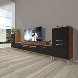 Decoraktiv Eko 9220 Slm Krom Ayaklı Ceviz Siyah Tv Sehpa Ünitesi