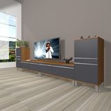 Decoraktiv EKO 9220T MDF Krom Ayaklı Ceviz Antrasit TV Sehpa Ünitesi