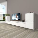 Decoraktiv EKO 9220T MDF Krom Ayaklı Parlak Beyaz TV Sehpa Ünitesi