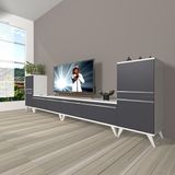 Decoraktiv EKO 9220T MDF Retro Beyaz Antrasit TV Sehpa Ünitesi