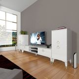 Decoraktiv EKO On 2 MDF DVD Gold Parlak Beyaz TV Sehpa Ünitesi