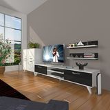 Decoraktiv Eko On MDF Dvd Retro TV Sehpa Ünitesi - Beyaz Siyah