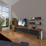 Decoraktiv EKO On MDF STD Gold Ceviz Siyah TV Sehpa Ünitesi