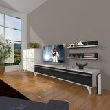 Decoraktiv EKO On MDF STD Retro Beyaz Siyah TV Sehpa Ünitesi