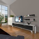 Decoraktiv Eko On SLM STD Retro TV Sehpa Ünitesi - Beyaz Siyah
