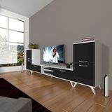 Decoraktiv Eko On2 MDF Dvd Retro TV Sehpa Ünitesi - Beyaz Siyah
