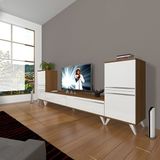 Decoraktiv Eko On2 MDF STD Retro TV Sehpa Ünitesi - Ceviz Beyaz