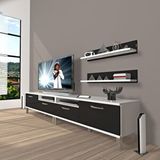 Decoraktiv EKO200R Beyaz Siyah Slm Krom Ayaklı Tv Ünitesi Tv Sehpası