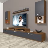Decoraktiv Ekoflex 270DA Mdf Ceviz Antrasit Tv Sehpa Ünitesi