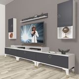 Decoraktiv Ekoflex 270DA MDF Gold Beyaz Antrasit TV Sehpa Ünitesi