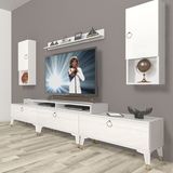 Decoraktiv Ekoflex 270DA MDF Gold Parlak Beyaz Tv Sehpa Ünitesi