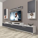 Decoraktiv Ekoflex 270DA Mdf Krom Ayaklı Beyaz Antrasit Tv Sehpa Ünitesi