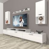 Decoraktiv Ekoflex 270DA Mdf Krom Ayaklı Parlak Beyaz Tv Sehpa Ünitesi