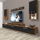 Decoraktiv Ekoflex 270DA Mdf Krom Ayaklı Tv Ünitesi Tv Sehpası - Ceviz - Siyah