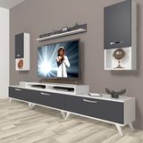 Decoraktiv Ekoflex 270da MDF Retro TV Sehpa Ünitesi - Beyaz Antrasit
