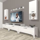 Decoraktiv Ekoflex 270DA Mdf Silver Parlak Beyaz Tv Sehpa Ünitesi
