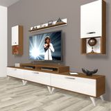 Decoraktiv Ekoflex 270da Slm Retro Tv Ünitesi Tv Sehpası Ceviz Beyaz