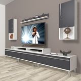Decoraktiv Ekoflex 270TA Mdf Krom Ayaklı Beyaz Antrasit Tv Sehpa Ünitesi