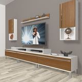 Decoraktiv Ekoflex 270TA Mdf Krom Ayaklı Beyaz Ceviz Tv Sehpa Ünitesi