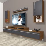 Decoraktiv Ekoflex 270TA Mdf Krom Ayaklı Ceviz Antrasit Tv Sehpa Ünitesi
