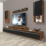 Decoraktiv Ekoflex 270TA Mdf Krom Ayaklı Siyah Ceviz Tv Sehpa Ünitesi