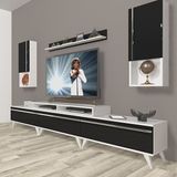 Decoraktiv Ekoflex 270TA Mdf Retro Beyaz Siyah Tv Sehpa Ünitesi