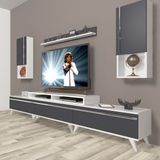 Decoraktiv Ekoflex 270TA Mdf Retro Tv Ünitesi Tv Sehpası - Beyaz - Antrasit