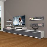 Decoraktiv Ekoflex 360R Mdf Beyaz Antrasit Tv Sehpa Ünitesi