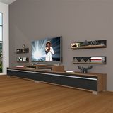 Decoraktiv Ekoflex 360R Mdf Ceviz Siyah Tv Sehpa Ünitesi