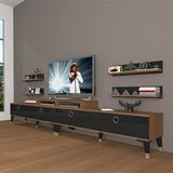 Decoraktiv Ekoflex 360R Mdf Gold Ceviz Siyah Tv Sehpa Ünitesi