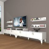 Decoraktiv Ekoflex 360R Mdf Gold Parlak Beyaz Tv Sehpa Ünitesi