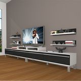 Decoraktiv Ekoflex 360R Mdf Krom Ayaklı Beyaz Siyah Tv Sehpa Ünitesi
