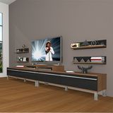 Decoraktiv Ekoflex 360R Mdf Krom Ayaklı Ceviz Siyah Tv Sehpa Ünitesi