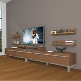 Decoraktiv Ekoflex 360R Mdf Krom Ayaklı Naturel Ceviz Tv Sehpa Ünitesi