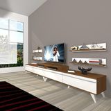 Decoraktiv Ekoflex 360R Mdf Retro Beyaz Ceviz Tv Sehpa Ünitesi