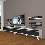 Decoraktiv Ekoflex 360R Mdf Retro Beyaz Siyah Tv Sehpa Ünitesi