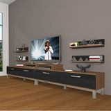 Decoraktiv Ekoflex 360R Slm Krom Ayaklı Ceviz Siyah Tv Sehpa Ünitesi