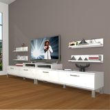 Decoraktiv Ekoflex 360R Slm Krom Ayaklı Parlak Beyaz Tv Sehpa Ünitesi