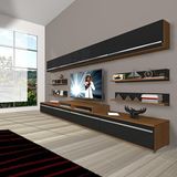 Decoraktiv Ekoflex 360Y Mdf Ceviz Siyah Tv Sehpa Ünitesi