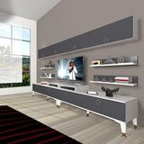 Decoraktiv Ekoflex 360Y Mdf Gold Beyaz Antrasit Tv Sehpa Ünitesi