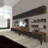 Decoraktiv Ekoflex 360Y Mdf Gold Ceviz Siyah Tv Sehpa Ünitesi