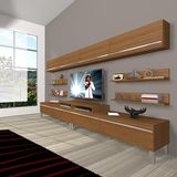 Decoraktiv Ekoflex 360Y Mdf Krom Ayaklı Naturel Ceviz Tv Sehpa Ünitesi
