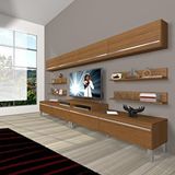 Decoraktiv Ekoflex 360Y Mdf Krom Ayaklı Naturel Ceviz Tv Sehpa Ünitesi