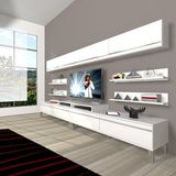 Decoraktiv Ekoflex 360Y Mdf Krom Ayaklı Parlak Beyaz Tv Sehpa Ünitesi
