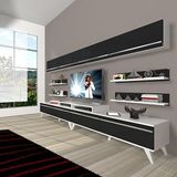 Decoraktiv Ekoflex 360Y Mdf Retro Beyaz Siyah Tv Sehpa Ünitesi
