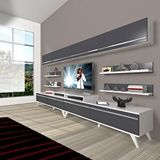 Decoraktiv Ekoflex 360Y Mdf Retro Tv Ünitesi Tv Sehpası - Beyaz - Antrasit